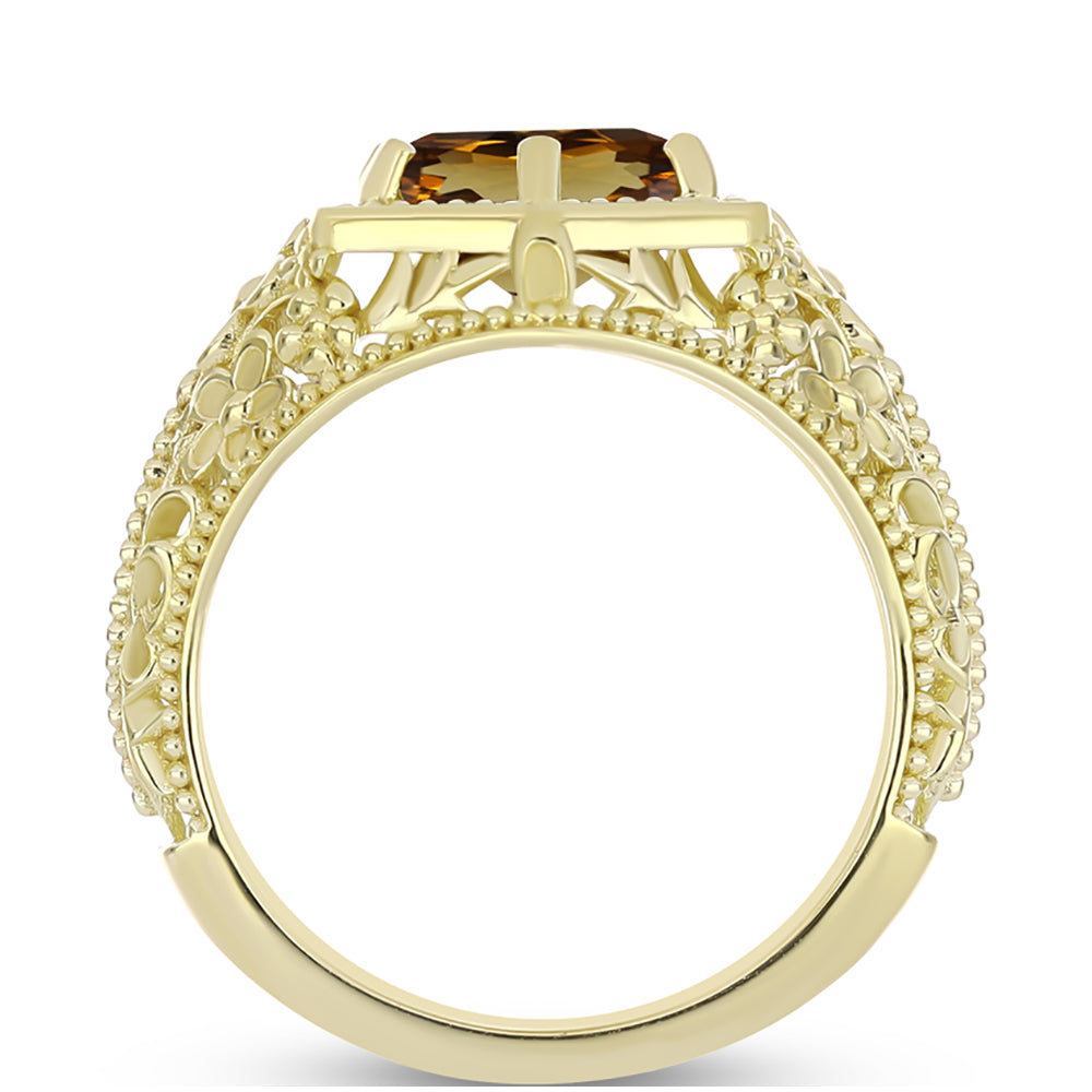 Goldplattierter Silberring mit Cognac-Quarz 2 