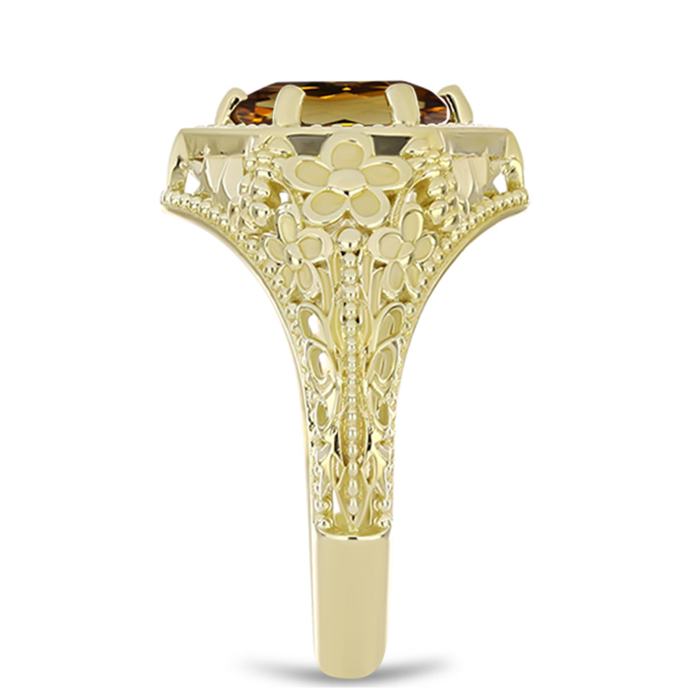 Goldplattierter Silberring mit Cognac-Quarz 4 