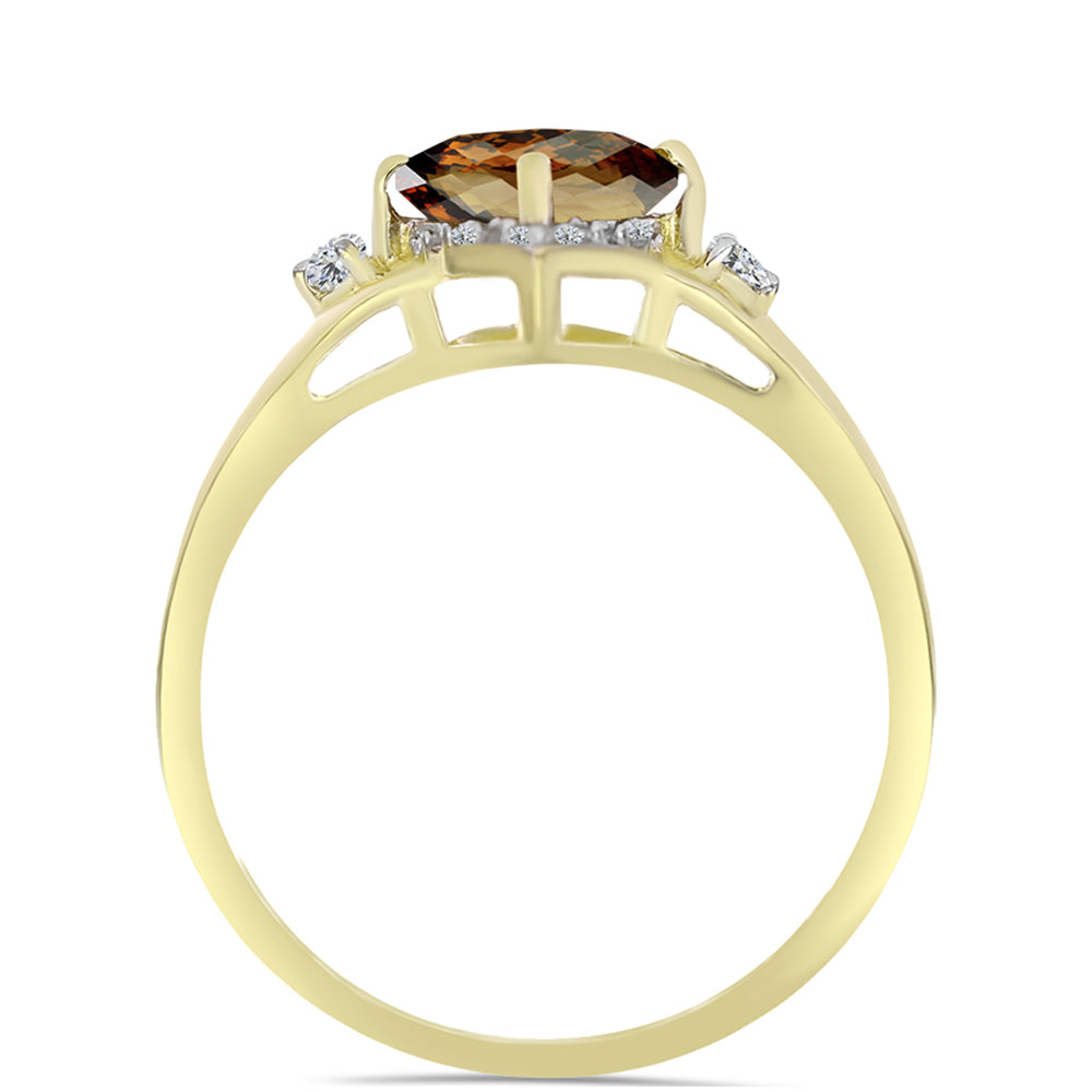 Goldplattierter Silberring mit Cognac-Quarz und weißem Topas 2 