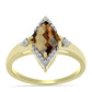 Goldplattierter Silberring mit Cognac-Quarz und weißem Topas