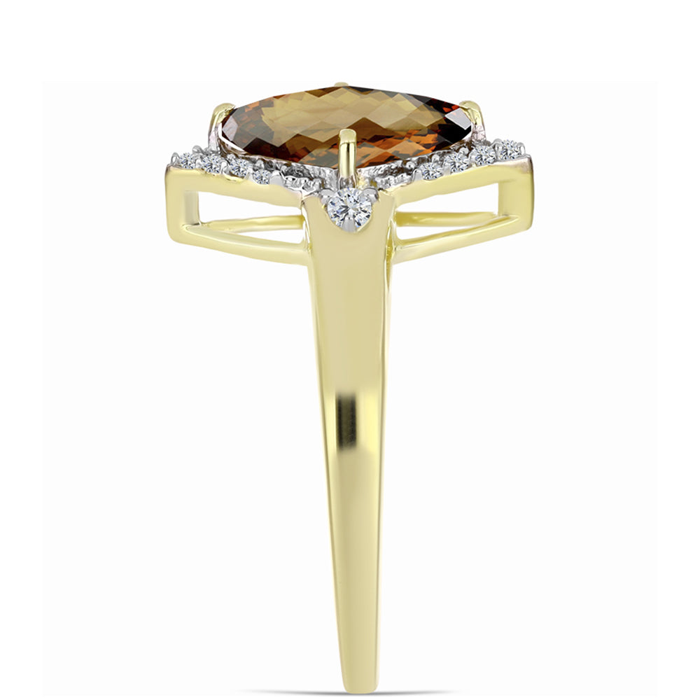 Goldplattierter Silberring mit Cognac-Quarz und weißem Topas 4 
