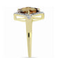 Goldplattierter Silberring mit Cognac-Quarz und weißem Topas
