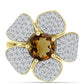 Goldplattierter Silberring mit Cognac-Quarz und weißem Topas