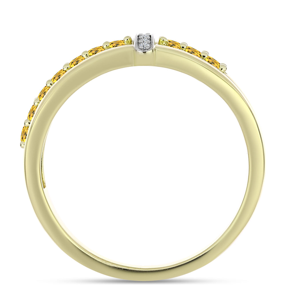 Goldplattierter Silberring mit Cognac-Quarz und weißem Topas 2 