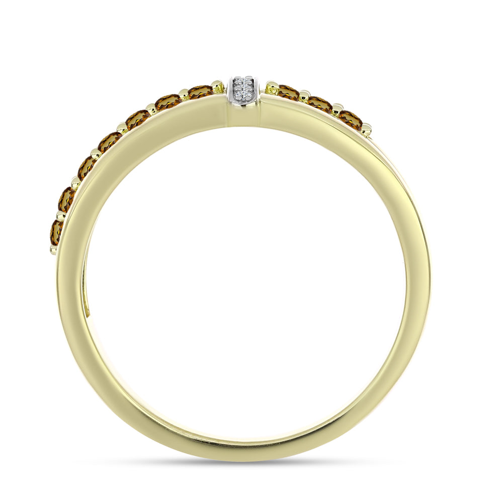 Goldplattierter Silberring mit Cognac-Quarz und weißem Topas 6 