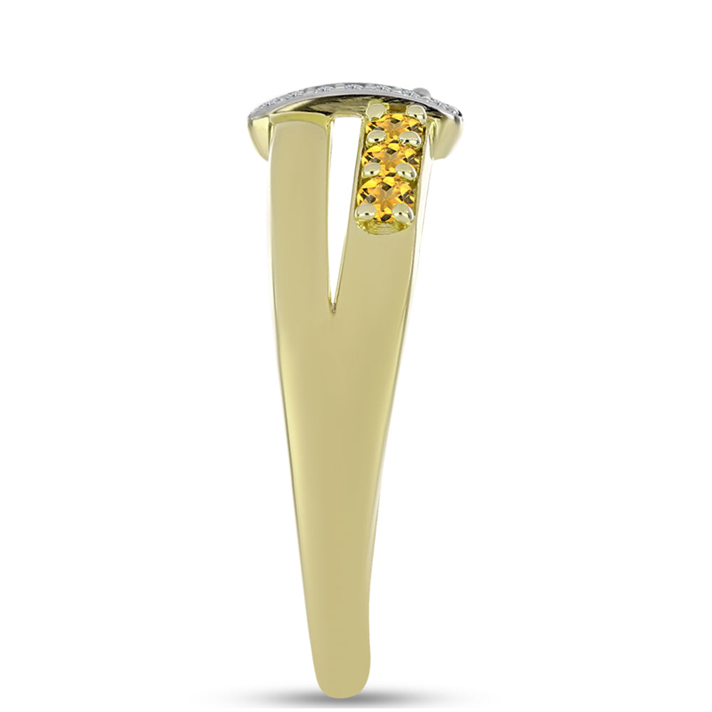 Goldplattierter Silberring mit Cognac-Quarz und weißem Topas 4 