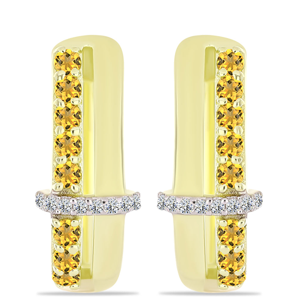 Goldplattierte Silberohrringe mit Cognac-Quarz und weißem Topas 1 