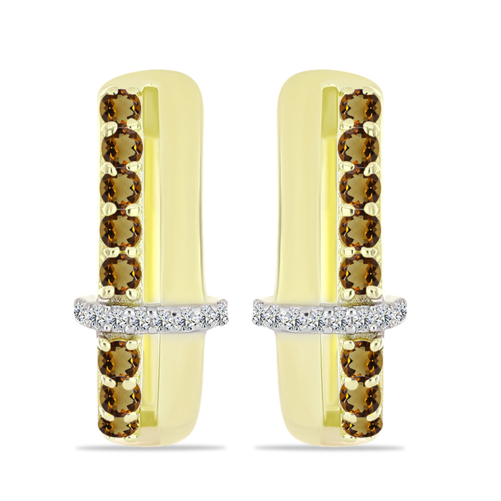 Goldplattierte Silberohrringe mit Cognac-Quarz und weißem Topas 3 