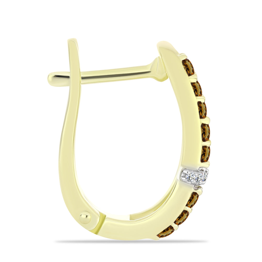 Goldplattierte Silberohrringe mit Cognac-Quarz und weißem Topas 4 