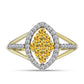 Goldplattierter Silberring mit Cognac-Quarz und weißem Topas