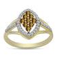 Goldplattierter Silberring mit Cognac-Quarz und weißem Topas
