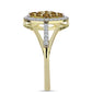 Goldplattierter Silberring mit Cognac-Quarz und weißem Topas