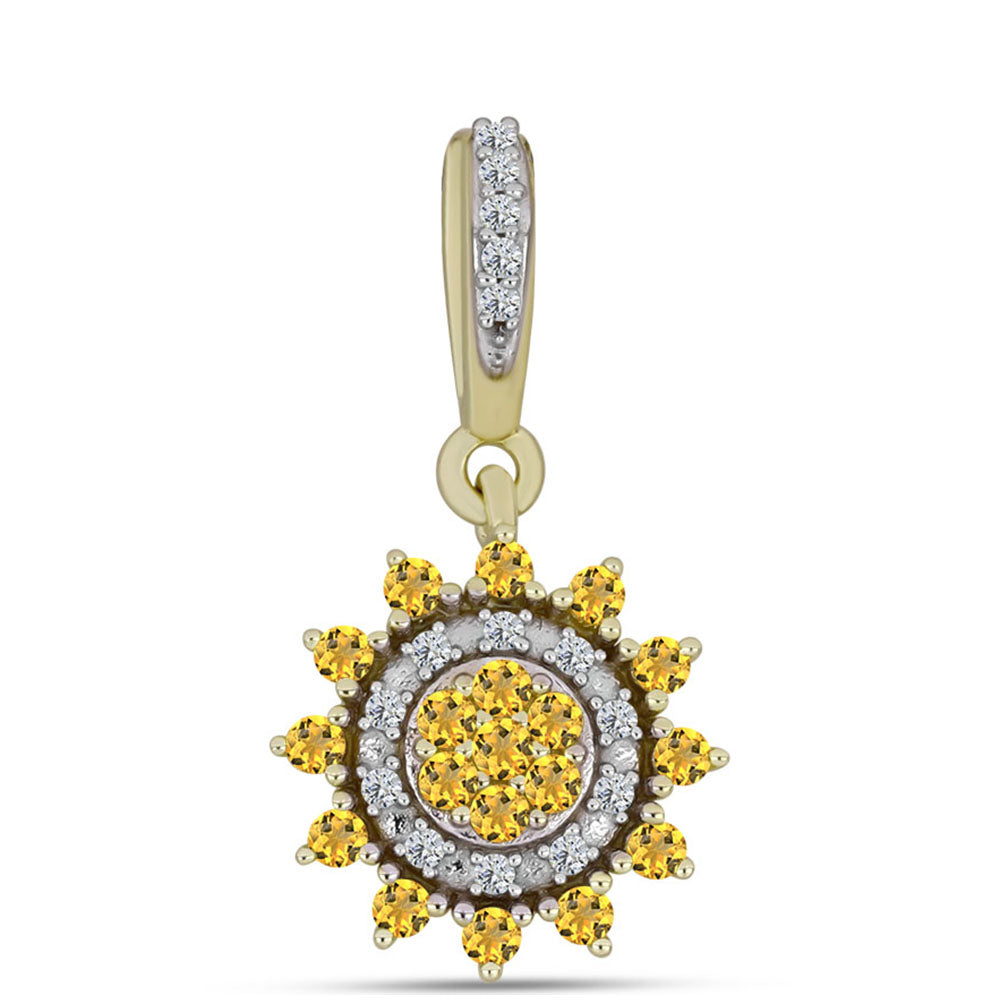 Goldplattierter Silberanhänger mit Cognac-Quarz und weißem Topas