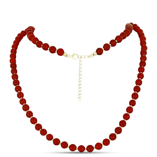 Goldplattierte Silberhalskette mit rotem Achat