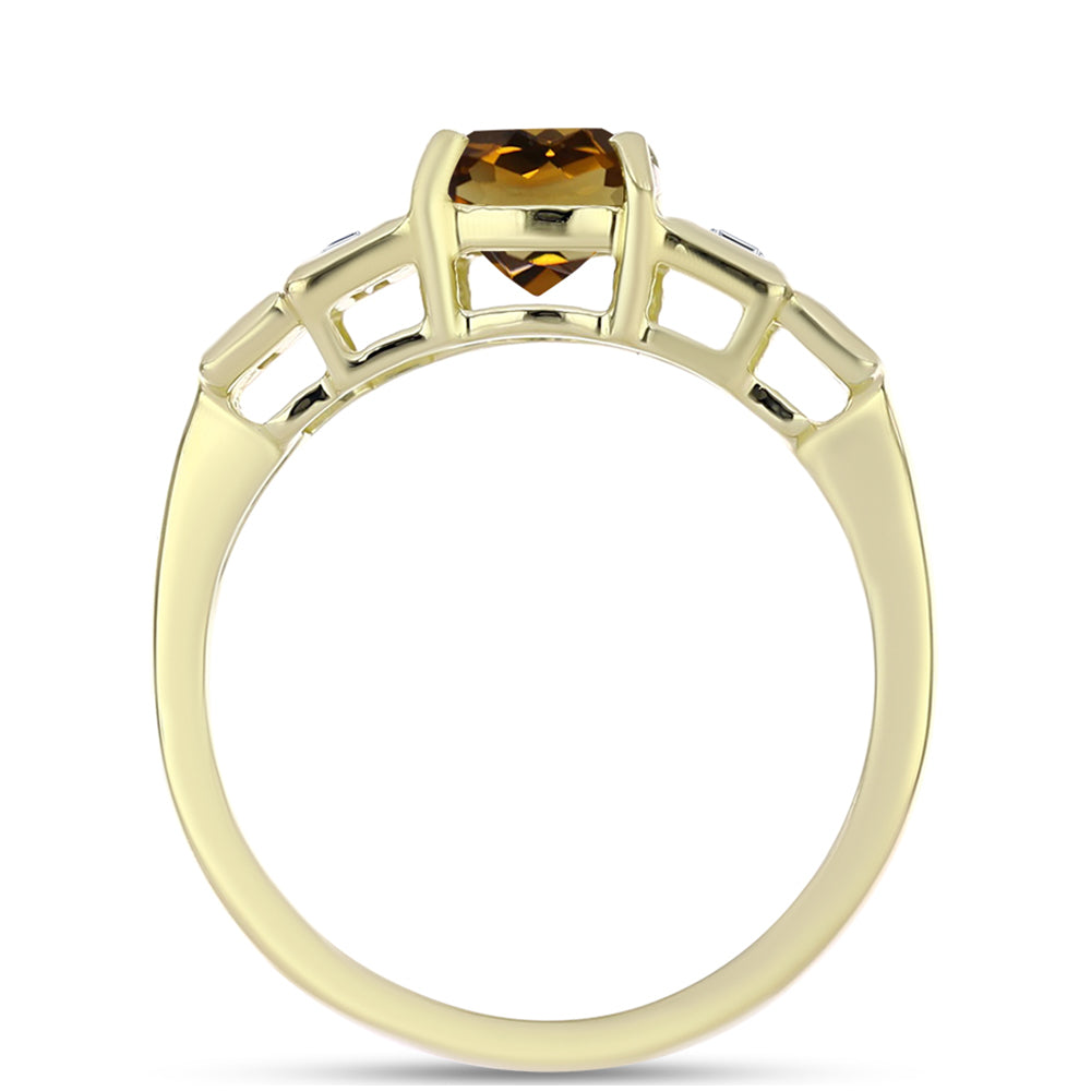 Goldplattierter Silberring mit Cognac-Quarz und weißem Zirkon 2 