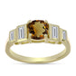 Goldplattierter Silberring mit Cognac-Quarz und weißem Zirkon