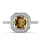Goldplattierter Silberring mit Cognac-Quarz und weißem Topas