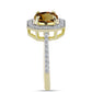 Goldplattierter Silberring mit Cognac-Quarz und weißem Topas