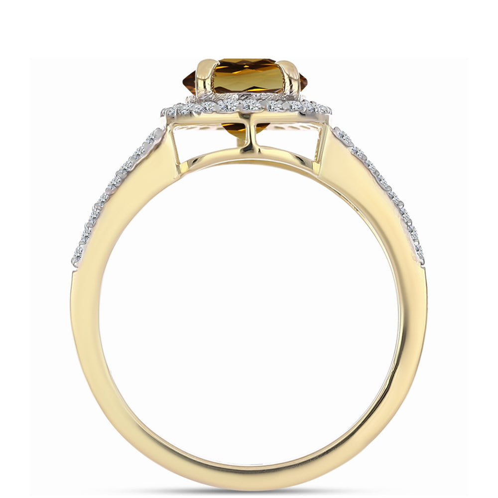 Goldplattierter Silberring mit Cognac-Quarz und weißem Topas 2 