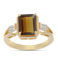 Goldplattierter Silberring mit Cognac-Quarz und weißem Zirkon
