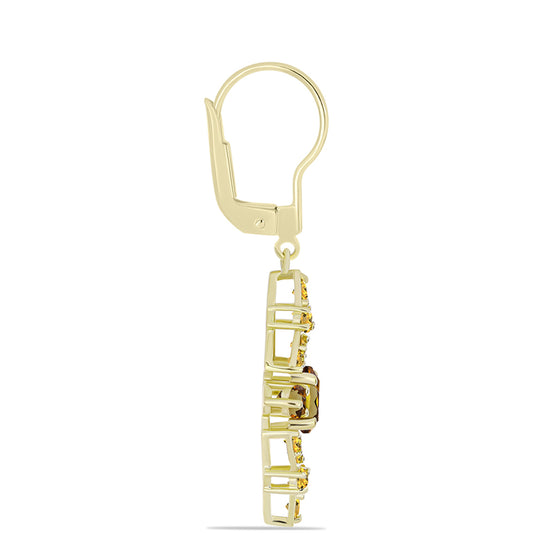 Goldplattierte Silberohrringe mit Cognac-Quarz und Zitrin