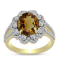 Goldplattierter Silberring mit Cognac-Quarz und weißem Topas