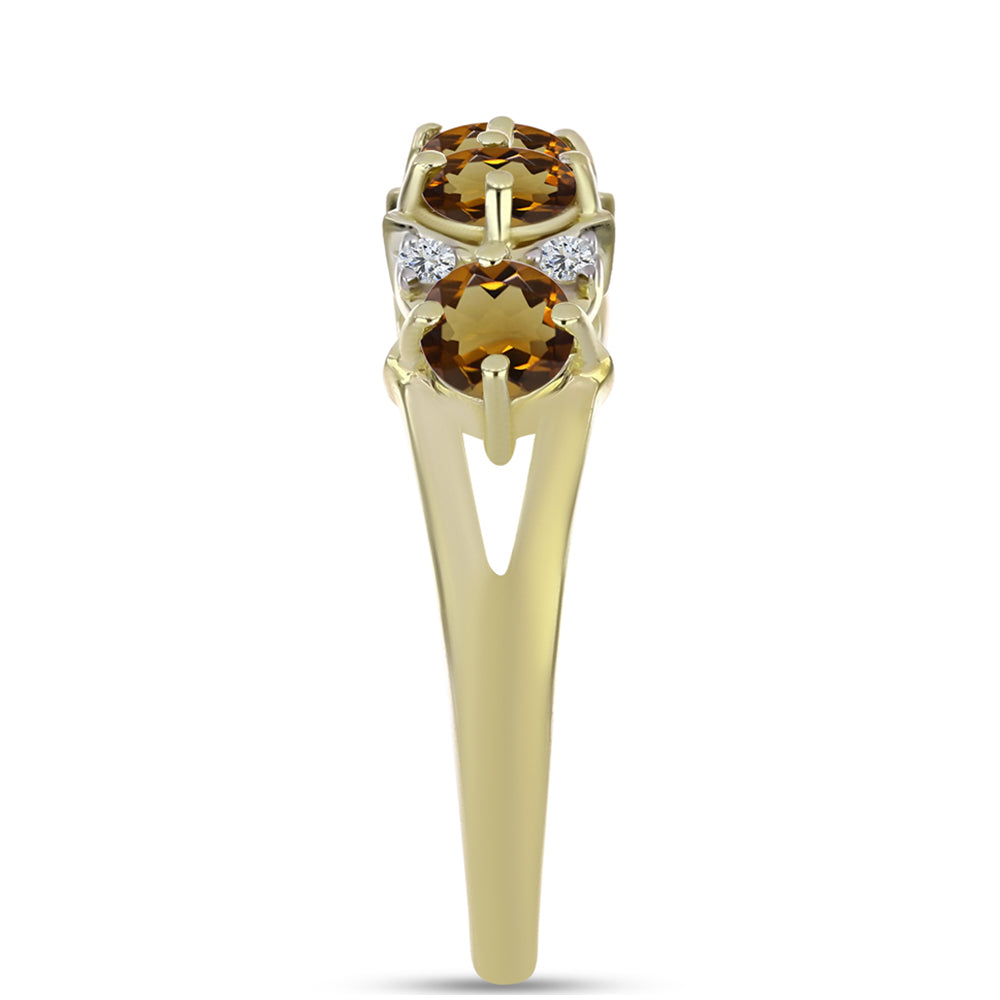 Goldplattierter Silberring mit Cognac-Quarz und weißem Topas 4 