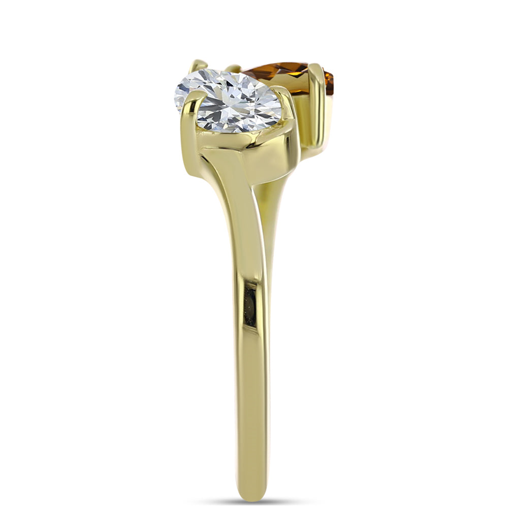 Goldplattierter Silberring mit Cognac-Quarz und weißem Topas 4 