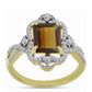Goldplattierter Silberring mit Cognac-Quarz und weißem Topas