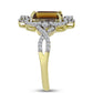 Goldplattierter Silberring mit Cognac-Quarz und weißem Topas