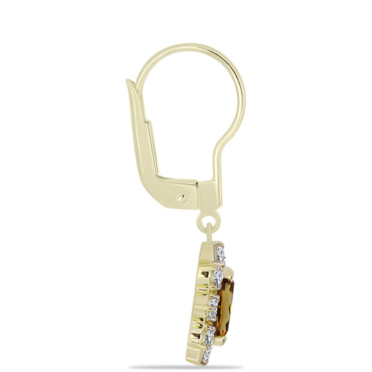 Goldplattierte Silberohrringe mit Cognac-Quarz und weißem Topas