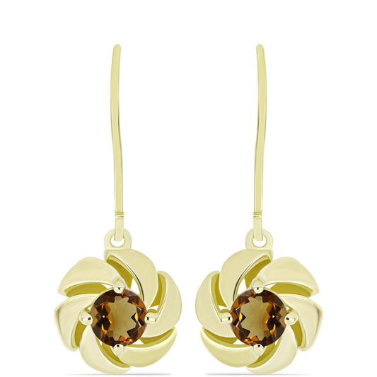 Goldplattierte Silberohrringe mit Cognac-Quarz