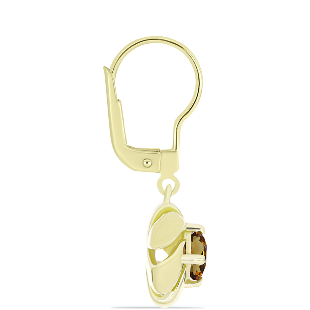 Goldplattierte Silberohrringe mit Cognac-Quarz 2 