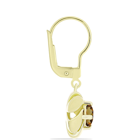 Goldplattierte Silberohrringe mit Cognac-Quarz