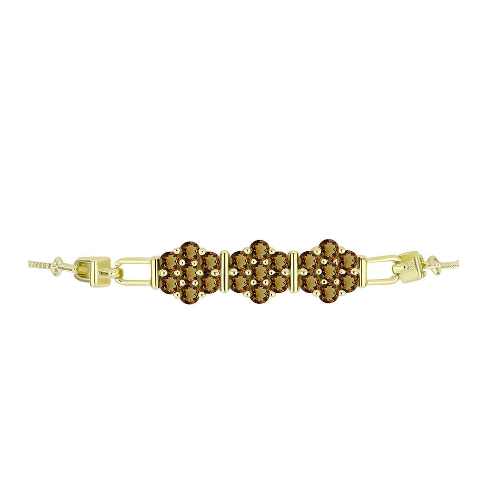Goldplattiertes Silberarmband mit Cognac-Quarz 2 