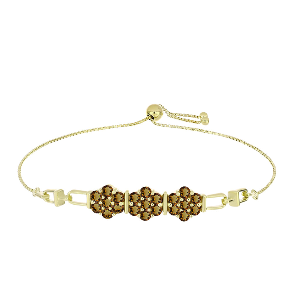 Goldplattiertes Silberarmband mit Cognac-Quarz 1 