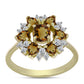Goldplattierter Silberring mit Cognac-Quarz und weißem Topas