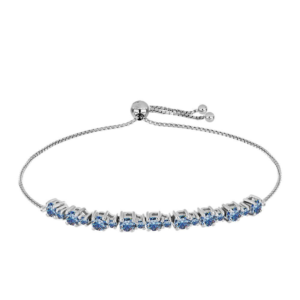 Silberarmband mit Ozeanblauem Moissanit 1 