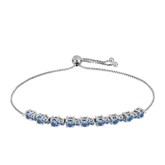 Silberarmband mit Ozeanblauem Moissanit