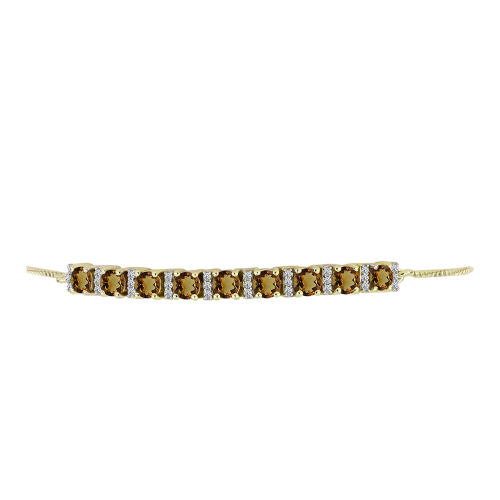 Goldplattiertes Silberarmband mit Cognac-Quarz und weißem Topas 2 