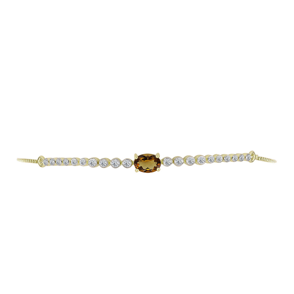 Goldplattiertes Silberarmband mit Cognac-Quarz und weißem Topas 2 