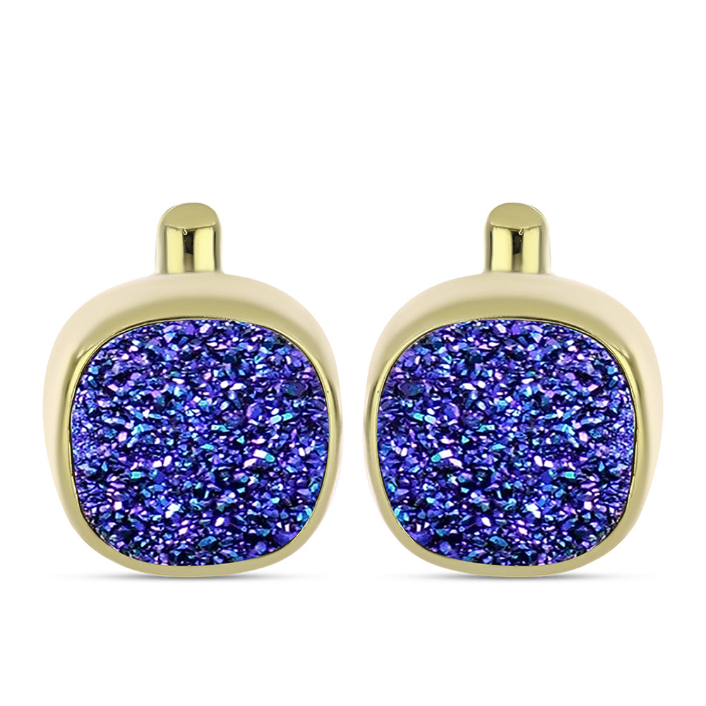Goldplattierte Silberohrringe mit lila Druse 1 