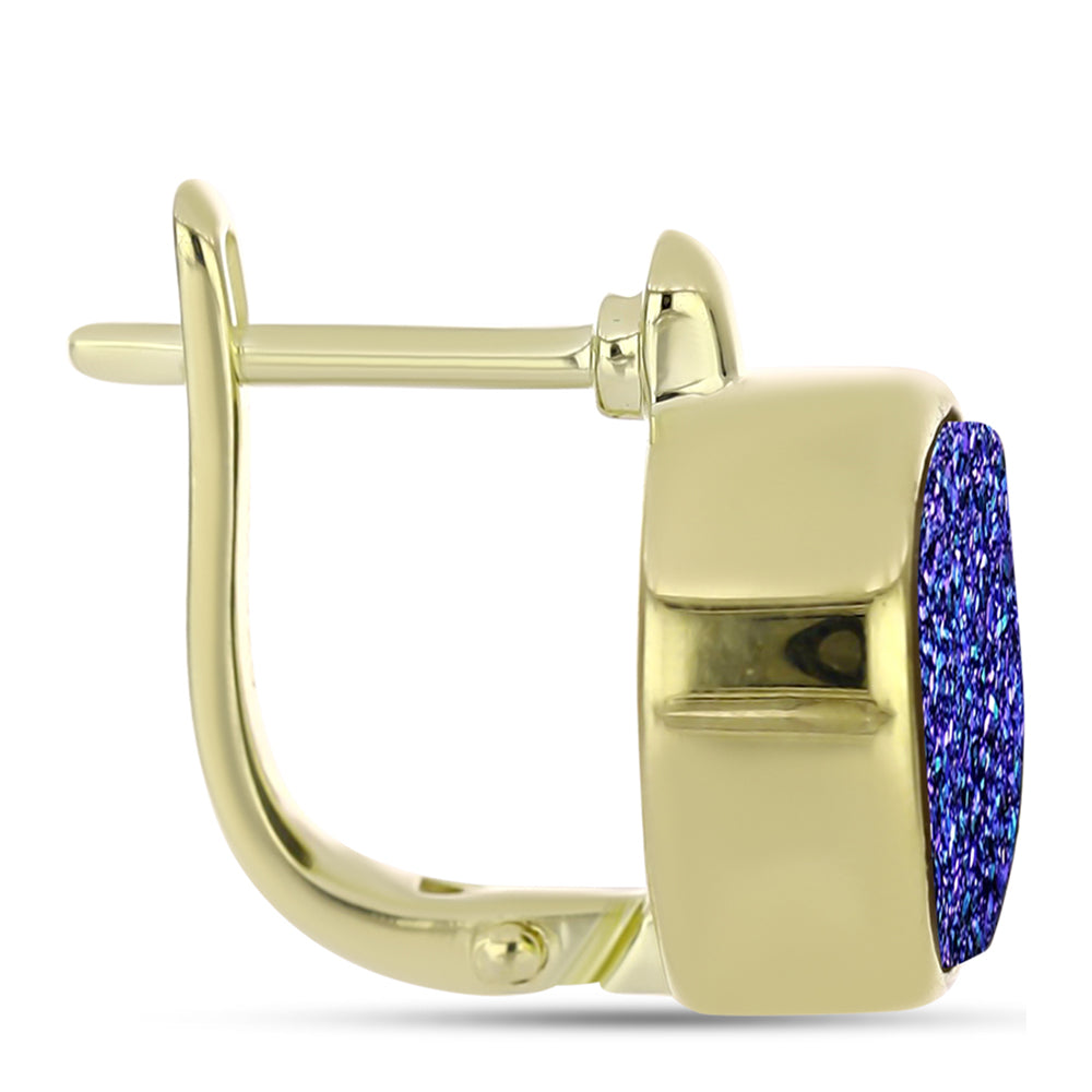 Goldplattierte Silberohrringe mit lila Druse 2 