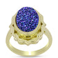 Goldplattierter Silberring mit lila Druse