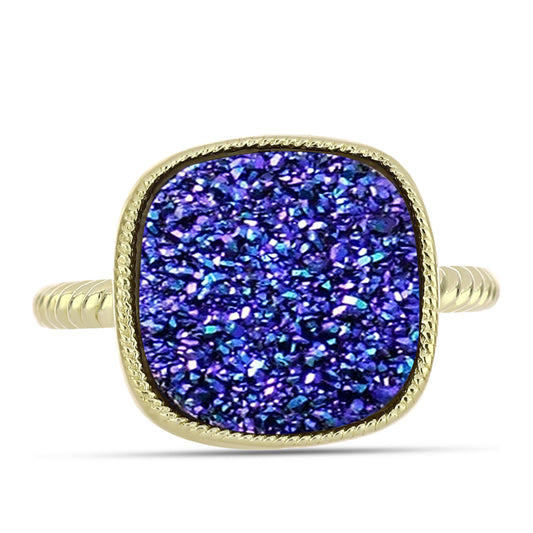 Goldplattierter Silberring mit lila Druse