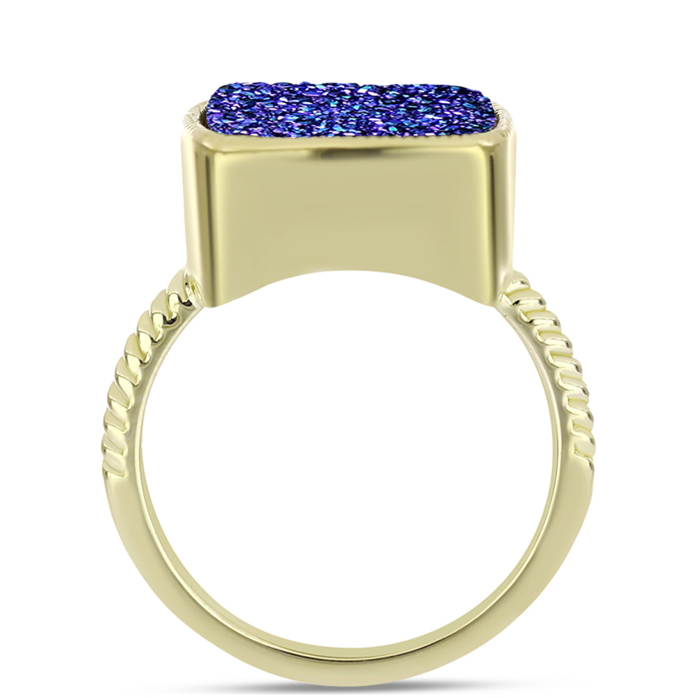 Goldplattierter Silberring mit lila Druse