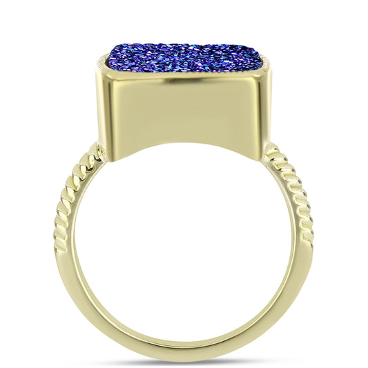 Goldplattierter Silberring mit lila Druse