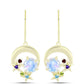 Goldplattierte Silberohrringe mit Regenbogenmondstein und marokkanischem Amethyst
