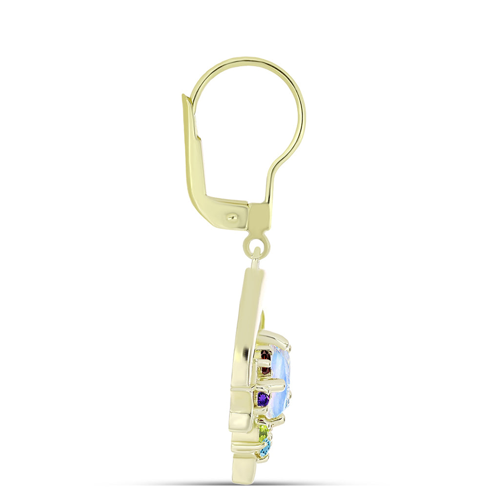 Goldplattierte Silberohrringe mit Regenbogenmondstein und marokkanischem Amethyst 2 