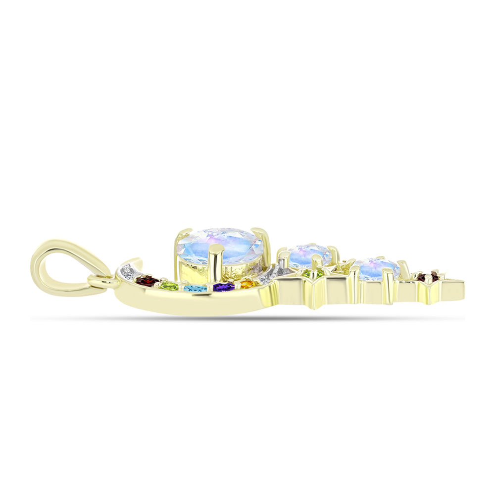 Goldplattierter Silberanhänger mit Regenbogenmondstein 4 